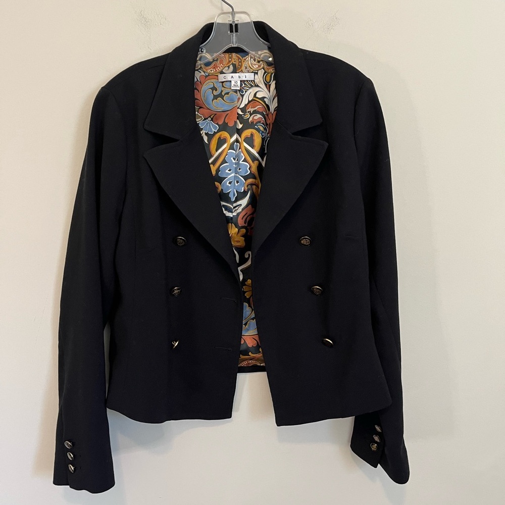 CAbi Navy Double-Breasted Blazer with Gold-Tone Buttons - Picture 2 of 16